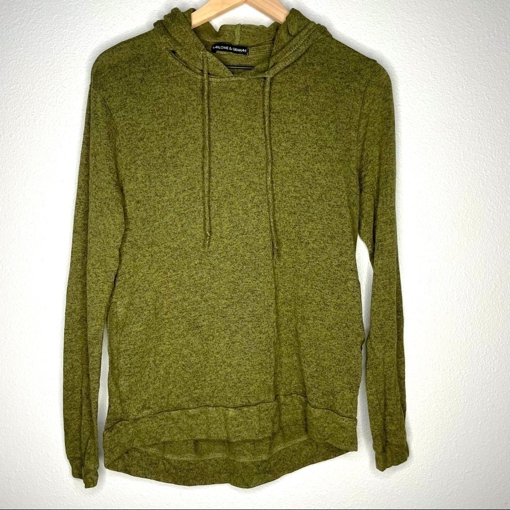 Green Hooded Sweater Harlow & Graham Green Sweater with hood Small